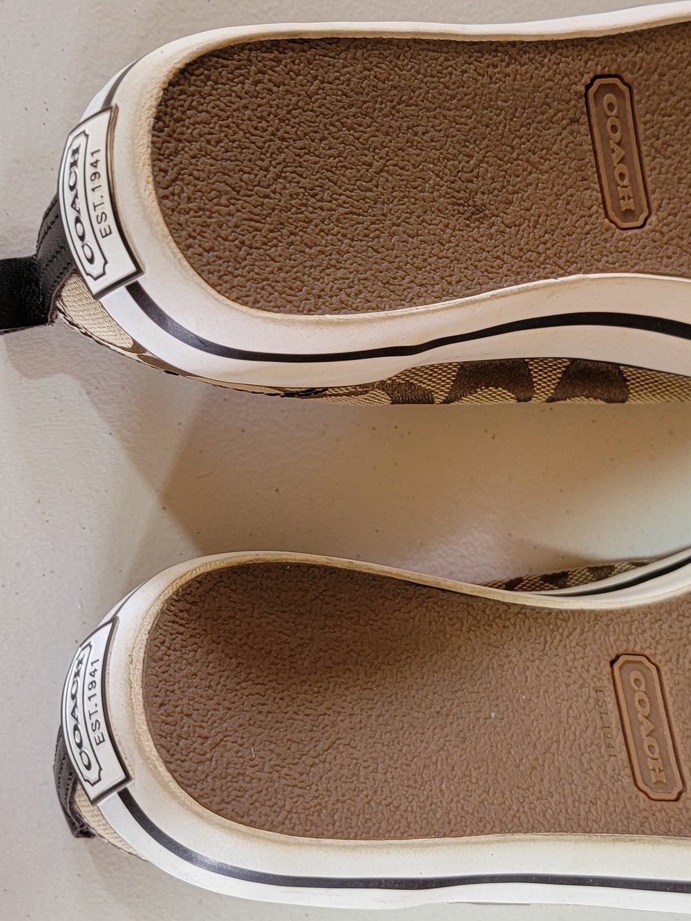 Coach Women's Signature Canvas Slip-On Sneakers in Tan and Brown - Picture 4 of 5